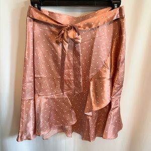 NWOT VENUS Pink Silk Ruffle Skirt Size 10